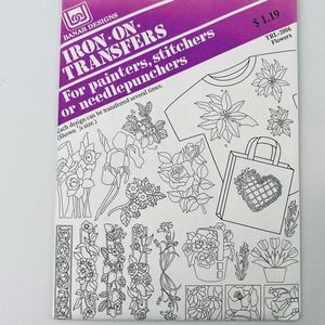 Vtg Banar Designs Flowers Iron Transfers 1990 Rose Lily Poinsettia Tulip‎ Iris
